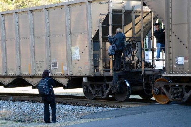 Train strikes car near UM campus