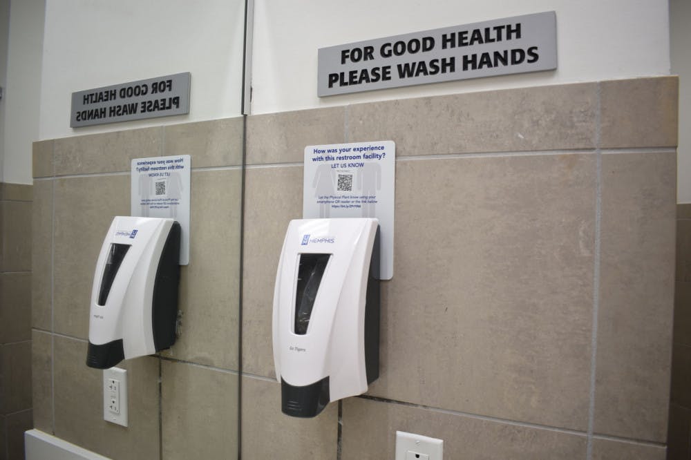 <p class="p1"><span class="s1"><strong>The UofM physical plant has placed placards in almost 90 percent of campus restrooms as part of an initiative to improve their cleanliness. The placards have QR codes and URL links displayed on them so students and faculty can complete a customer satisfaction survey.</strong></span></p>