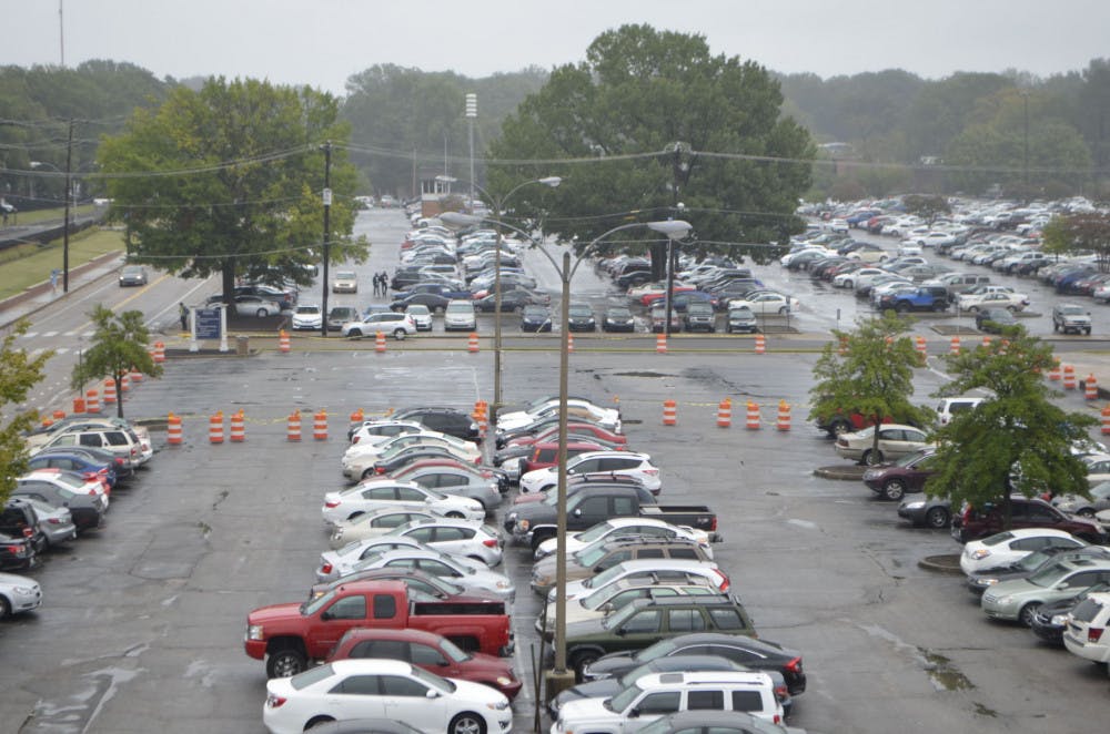 Parking lot blocked pic Sept. 13