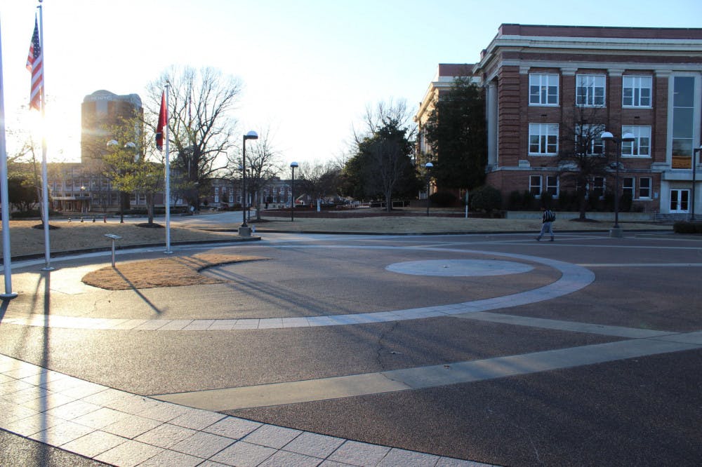 <p>Protesters often come to this spot to speak out on issues they care about. One man comes often to speak about his views to the students.</p>