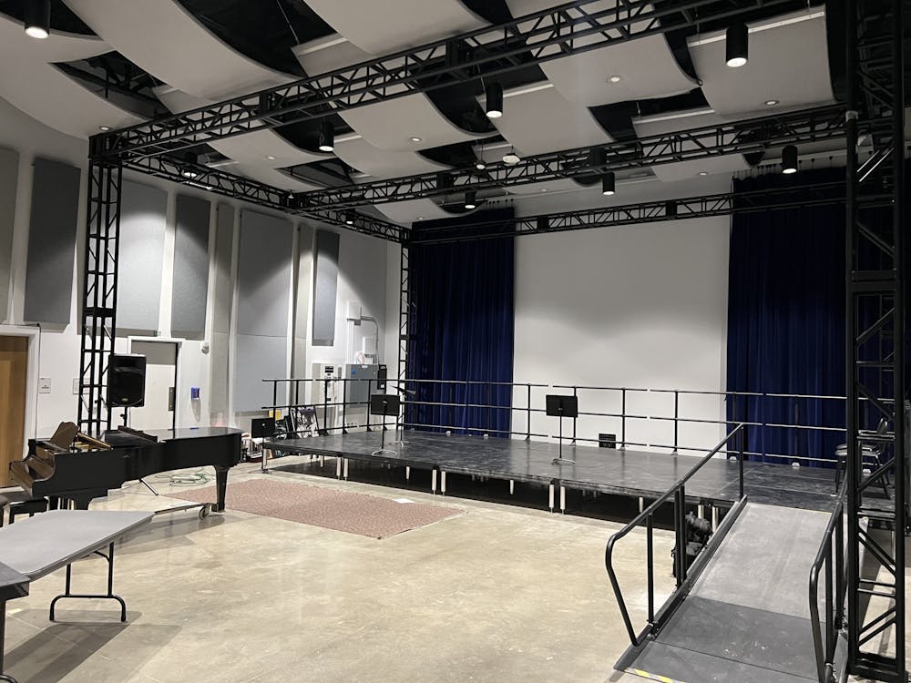 <p>The popular music rehearsal space for ensembles such as Sound Fuzion, built to house live sound and equipped with sound absorption curtains and wall/ceiling paneling. <br/><br/></p>