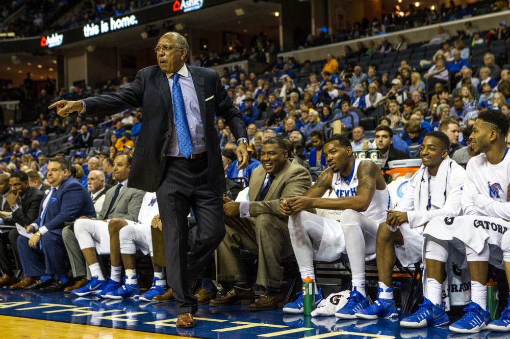 <p>Tubby Smith coaches the players on the court from the sideline. This is Smith’s sixth head coaching job as he is heading into his 19<sup>th</sup> season.</p>
