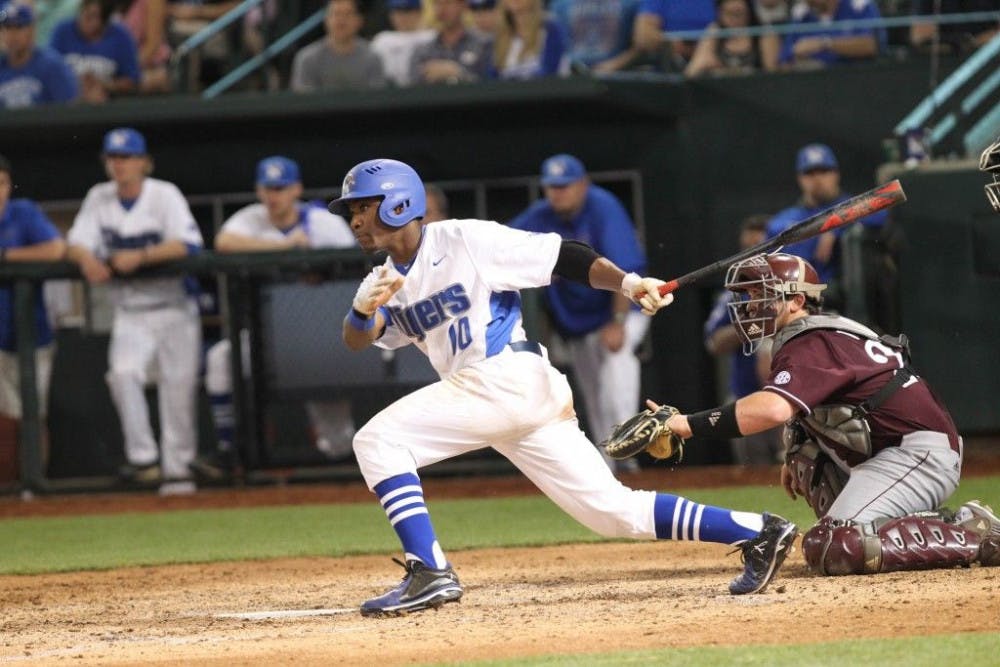 <p>Memphis sophomore Darien Tubbs is third on the Tigers in batting average (.349), and has 15 RBIs in 34 games this season. Photo by David Minkin</p>