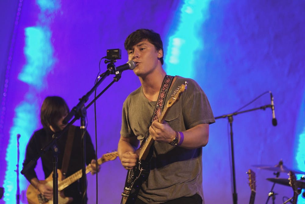 <p>Drew Erwin performs original songs at the third annual This is Memphis festival. University of Memphis students and community members gathered around the Levitt Shell on Sunday night for the show.</p>