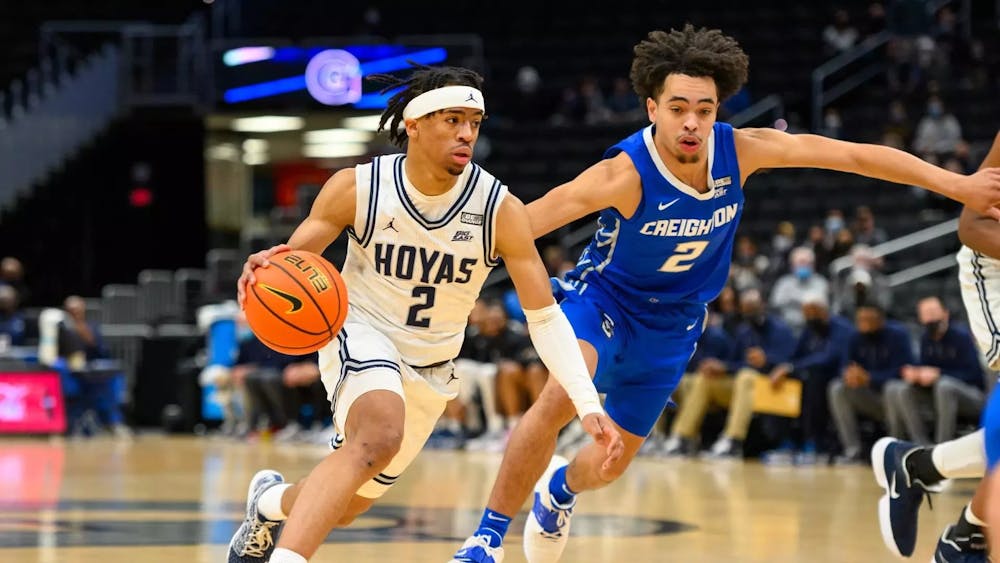 Harris won MOP of the 2021 Big East tournament with Georgetown.