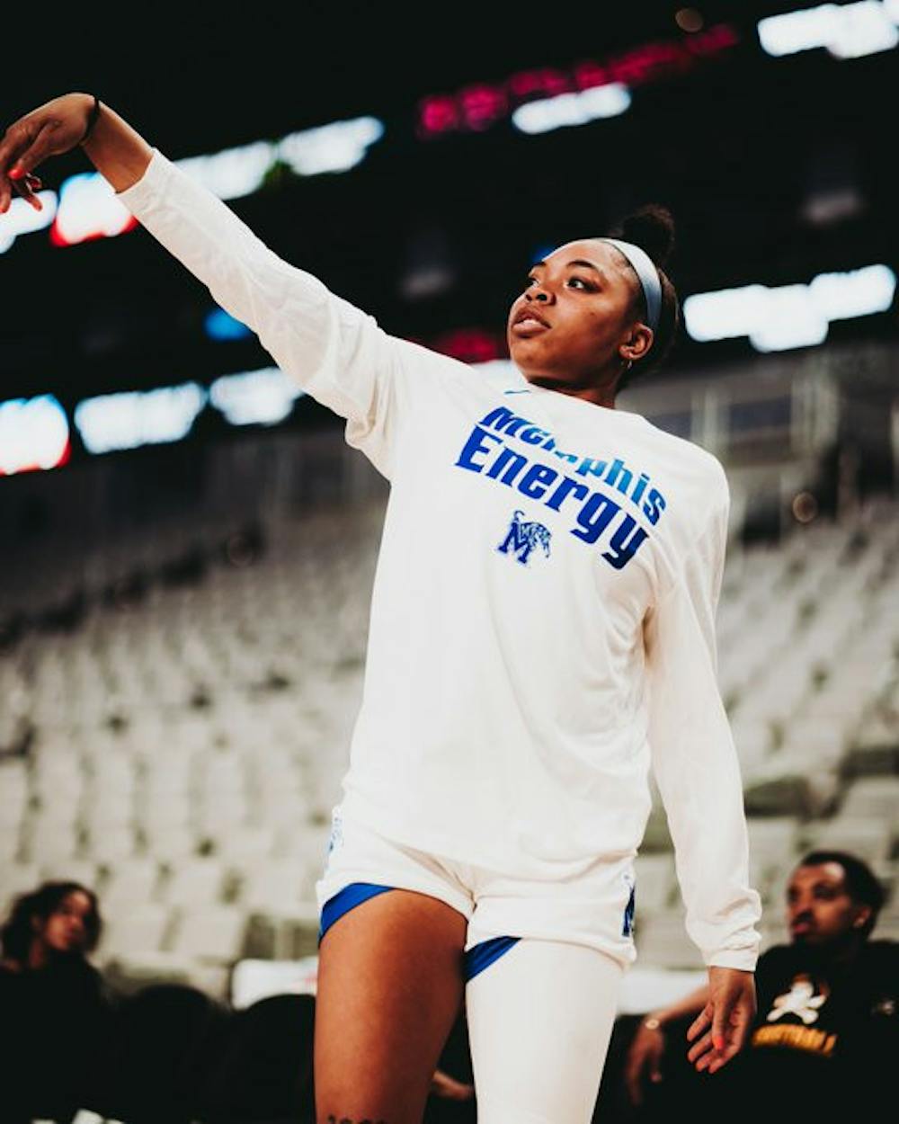 Alasia Smith warms up before the Tigers' game against ECU.