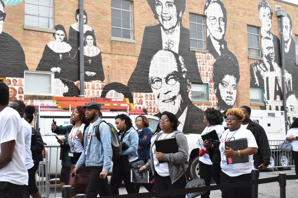 <p class="p1"><span class="s1">Students from different HBCUs formed a choir in front of the Upstanders Mural for the MLK50 commemoration. This mural was created to honor other Memphis civil rights activists who made changes in their time.</span></p>