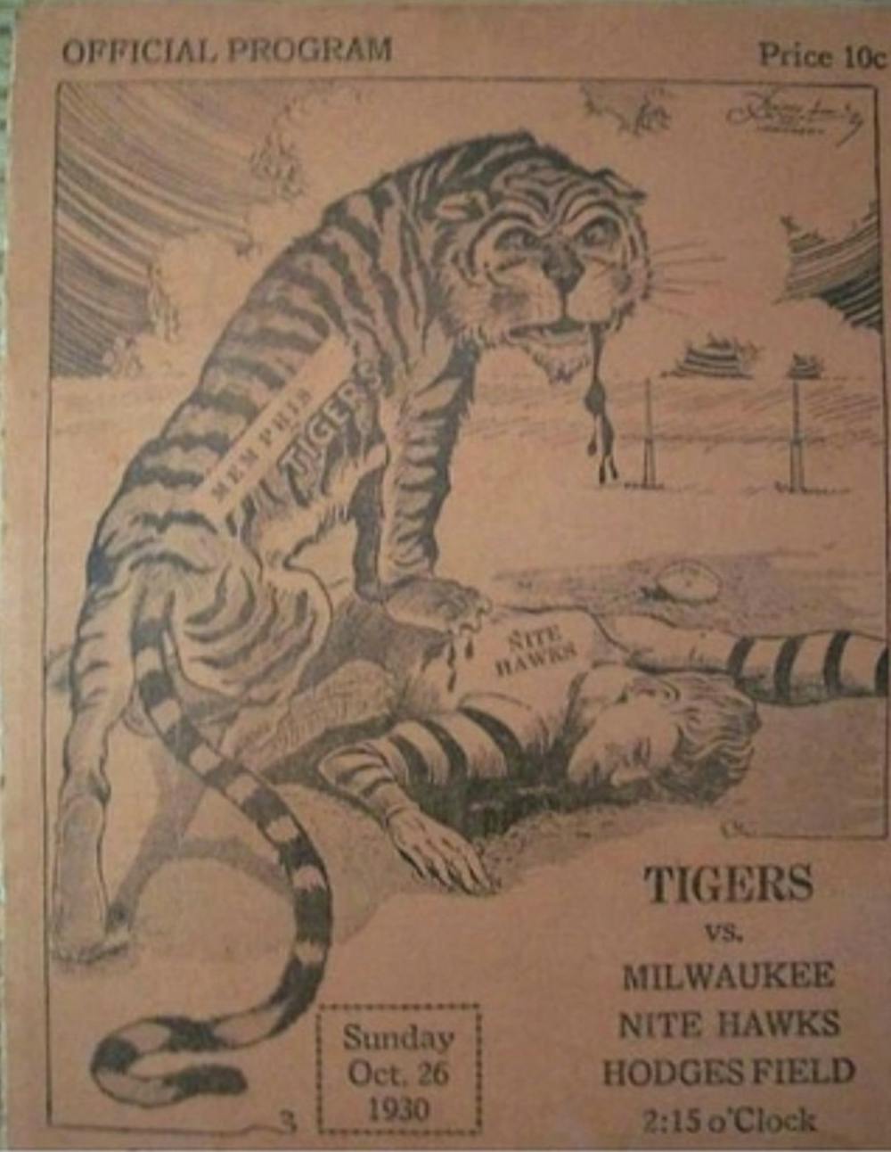 <p>A program for the original Memphis Tigers founded by Clarence Saunders. The Tigers, an independent football team, once beat the then world champion Green Bay Packers.</p>