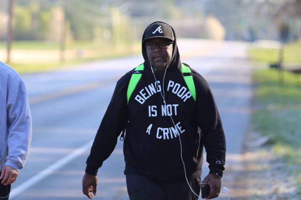 <p>Terence Lester, a Georgia native and pastor, is walking from Atlanta to Memphis for MLK50. He faced several obstacles during his walk, but he said he refused to quit.</p>