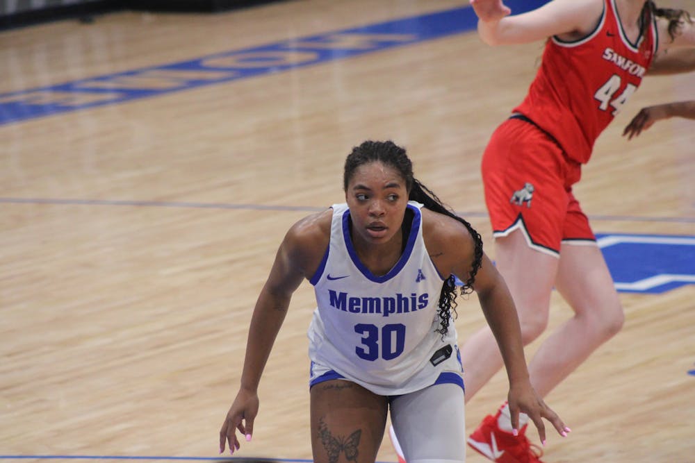 Memphis forward Alasia Smith scored 20 points in the first three quarters of the Tigers game against Samford.