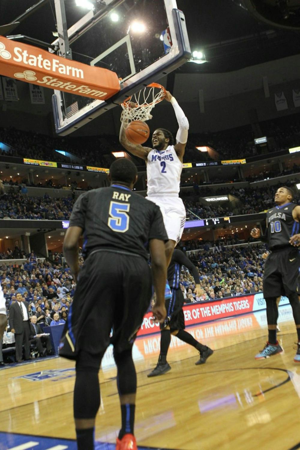 <p>Shaq Goodwin, a senior next season, finished 2015 in on a high-note. &nbsp;He scored in double-digits in seven of his last 11 games, and had eight straight games with at least one block. Photo by David Minkin&nbsp;</p>