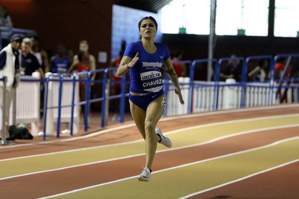 <p>Cera Chavez runs at the American Athletic Conference Indoor Track and Field Championships. At the Dec.2 Vanderbilt Opener, she set a school record in the&nbsp;women's 60 meters.</p>