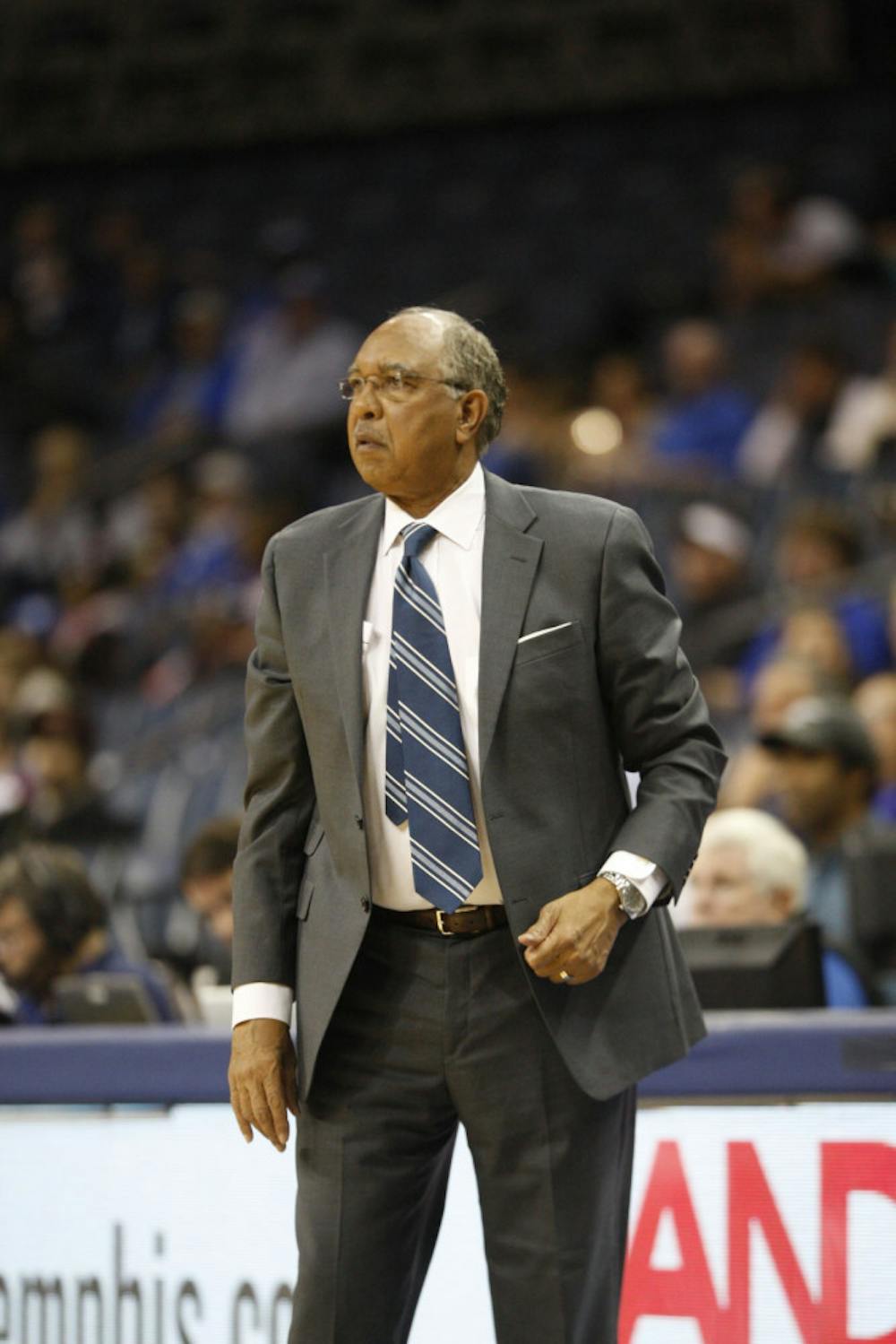<p>Head coach Tubby Smith looks on as his team defeats McNeese State. Smith is off to a 12-5 start in his first season as a Tiger.</p>