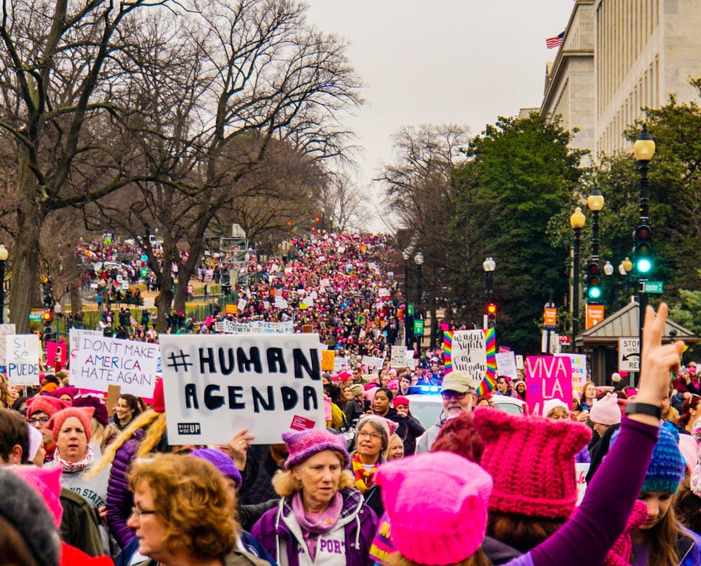 <p class="p1"><span class="s1"><strong>Hundreads of women filled the streets for the<span class="s1">&nbsp;</span> first Women’s March in 2017. The marchers hope to raise awareness of women’s issues and gain support for their solutions.</strong></span></p>