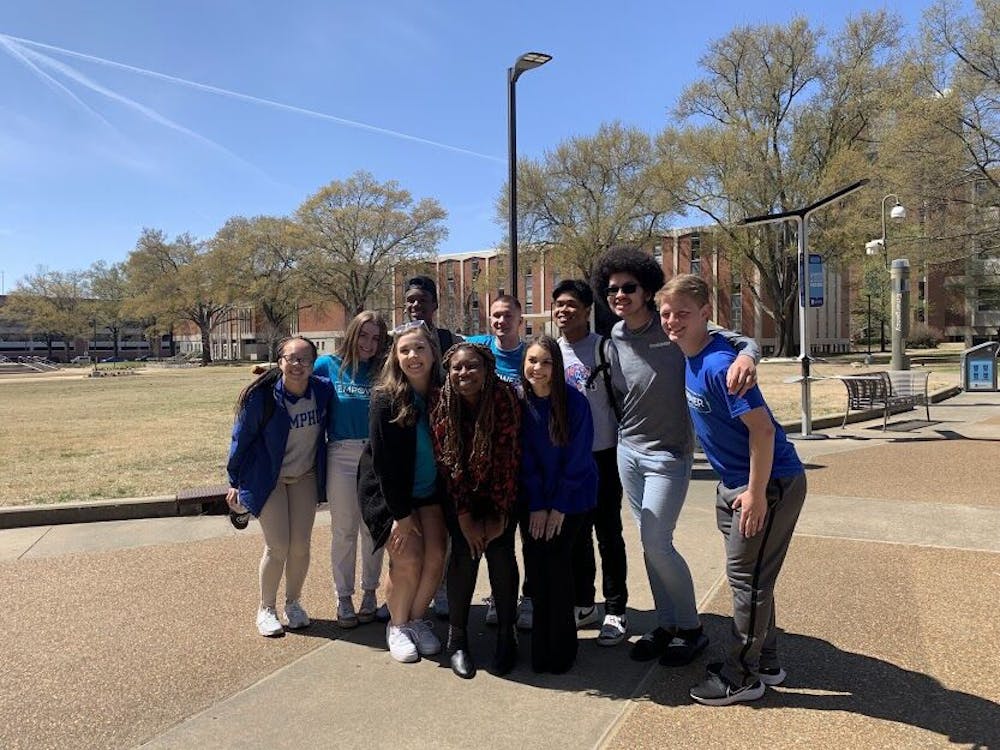 <p>Members of the Empower Party outside of UC on Friday. Atlantica Smith and Ansley Ecker (front) were elected as the first female president and vice president duo in SGA history.</p>