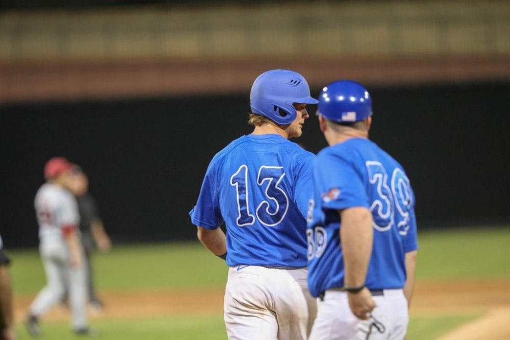 <p>Sophomore Chris Carrier was named American Athletic Conference Hitter of the Week for his strong performances last week. He recorded at least one hit in four straight games. Photo by David Minkin</p>