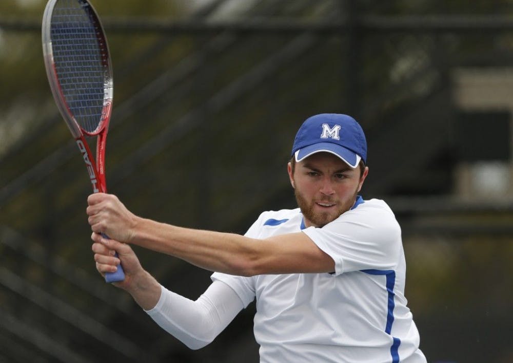 <p>Tiger senior Connor Glennon is 12-3 in singles competition this season. He is ranked no. 51 in the nation. Photo by Lance Murphey</p>