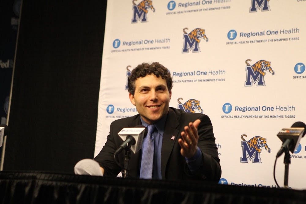 <p>University of Memphis coach Josh Pastner has reason to be cheerful after the Tigers’ win Sunday. However, Memphis has two road games against Temple and East Carolina.&nbsp;</p>