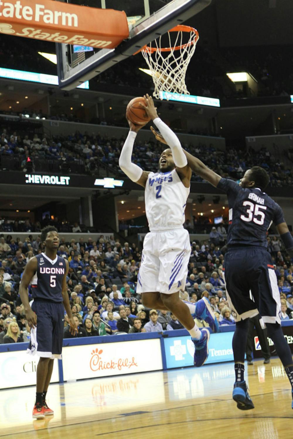 <p>Memphis senior forward Shaq Goodwin will hope to help the Tigers get its third win in four games against UConn Thursday night.&nbsp;</p>