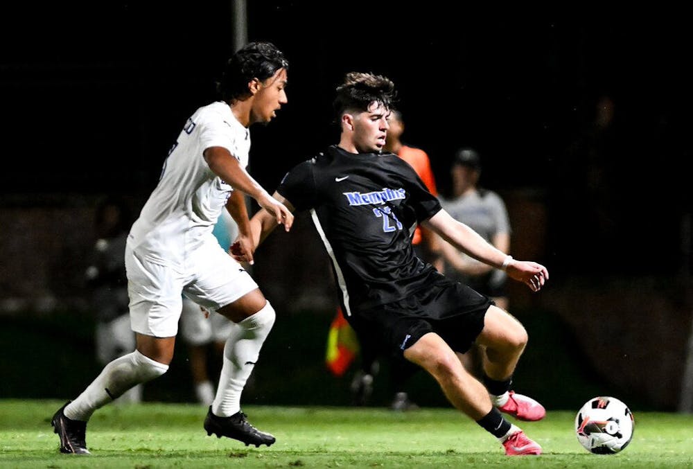 <p>Memphis midfielder Shaiyon Johnson works around a Lipscomb defender in the Tigers&#x27; 1-1 draw Thursday night in Nashville.﻿</p>