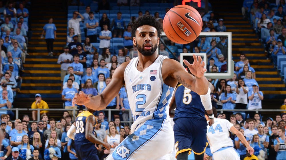 <p>Joel Berry of North Carolina catches the outlet pass to lead the Tar Heels in transition. He is second on the team in points and first in assist.&nbsp;</p>
