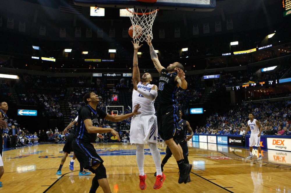 <p>Kedren Johnson scoring two of his season high 10 points in Memphis' win over Tulsa Sunday. The senior also logged in 17 minutes.&nbsp;</p>