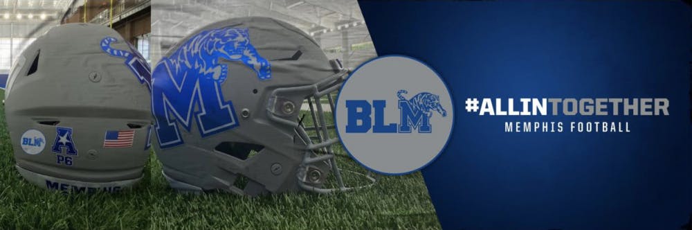 <p>The UofM football team was one of the first NCAA teams to feature a Black Lives Matter decal on their uniforms this last season.</p>