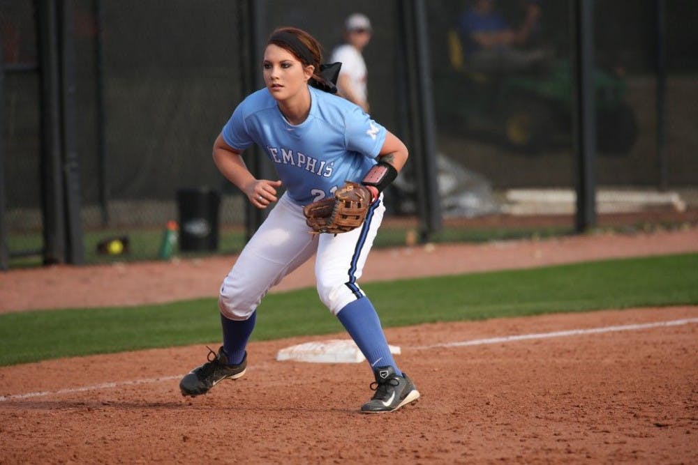 <p>Memphis Tigers softball infielder Cierra Mangum has increased her batting average in each of her three seasons as a Lady Tiger. She also has two home runs this season, tied for most on the team. Photo by Joe Murphy</p>