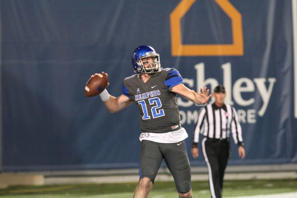 <p>Memphis quarterback Paxton Lynch, who leads the Tigers’ offense, has thrown for 3,293 yards, 21 touchdowns and just three interceptions this season.&nbsp;</p>