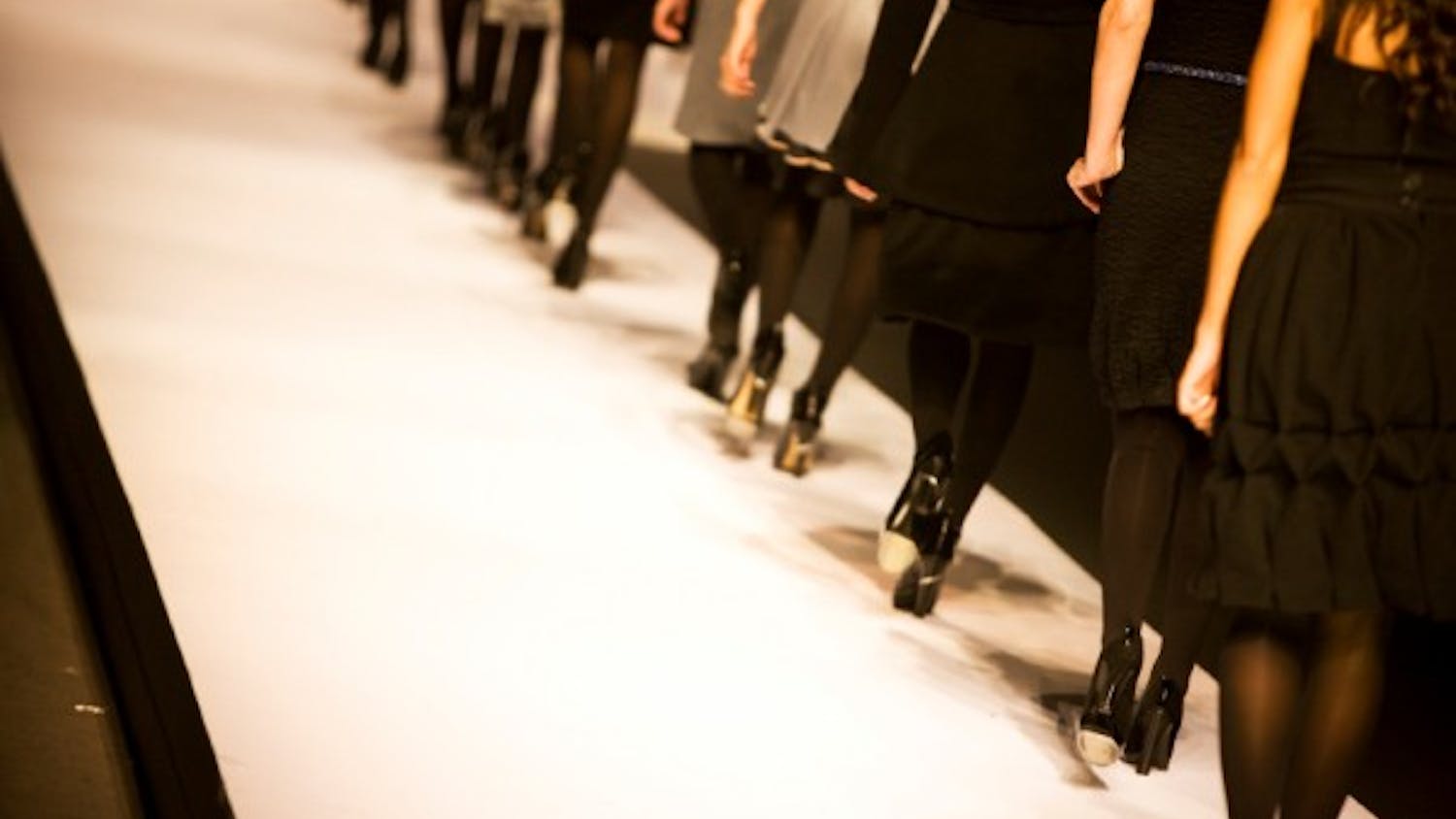 Female models walking on catwalk,space for copy, canon 1Ds mark III