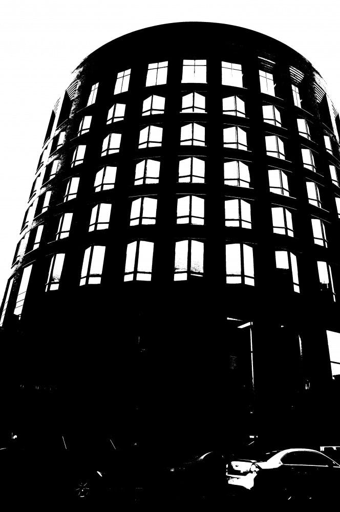 huntsman hall at dusk