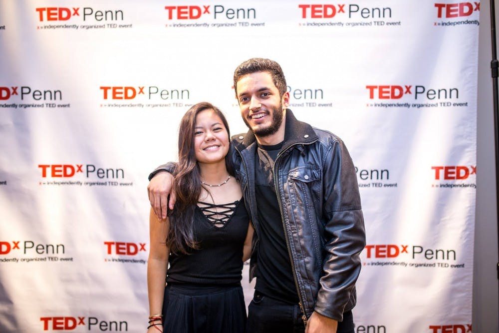 Helen Nie&nbsp;(C’18)&nbsp;and Julien Advaney&nbsp;(SEAS’18), co-curators of TEDxPenn, at the event's launch party last December.&nbsp;