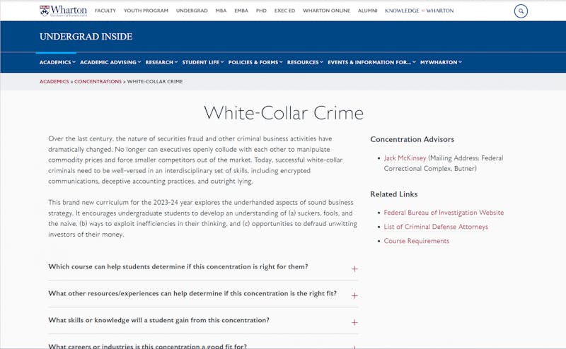 Wharton Announces New Minor in White-Collar Crime for Class of 2027