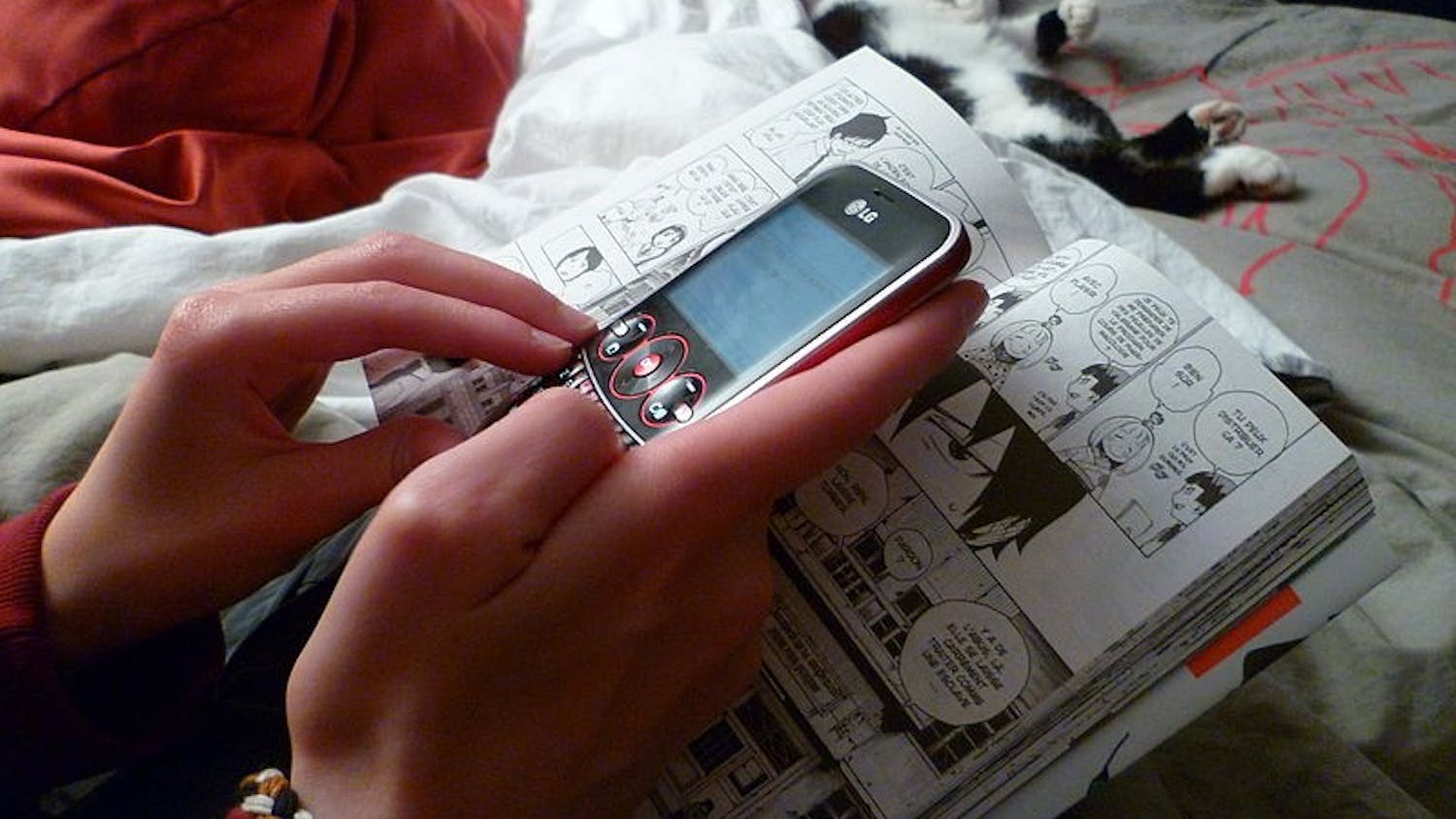 texting_bed_manga_cat