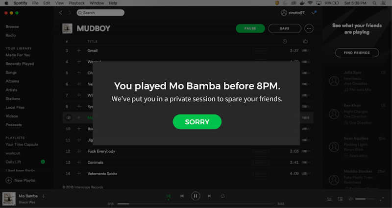 Sophomore Creates Spotify Add-on That Automatically Turns on Private Mode When You Listen to 'Mo Bamba' Before 8 P.M.
