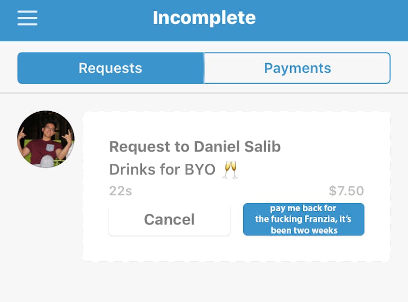 Venmo to Replace “Remind” Button With “pay me back for the fucking Franzia, Daniel, it’s been two weeks”