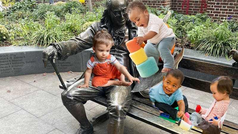 Ah, Youth: I Saw Toddlers Playing on the Ben Franklin Bench