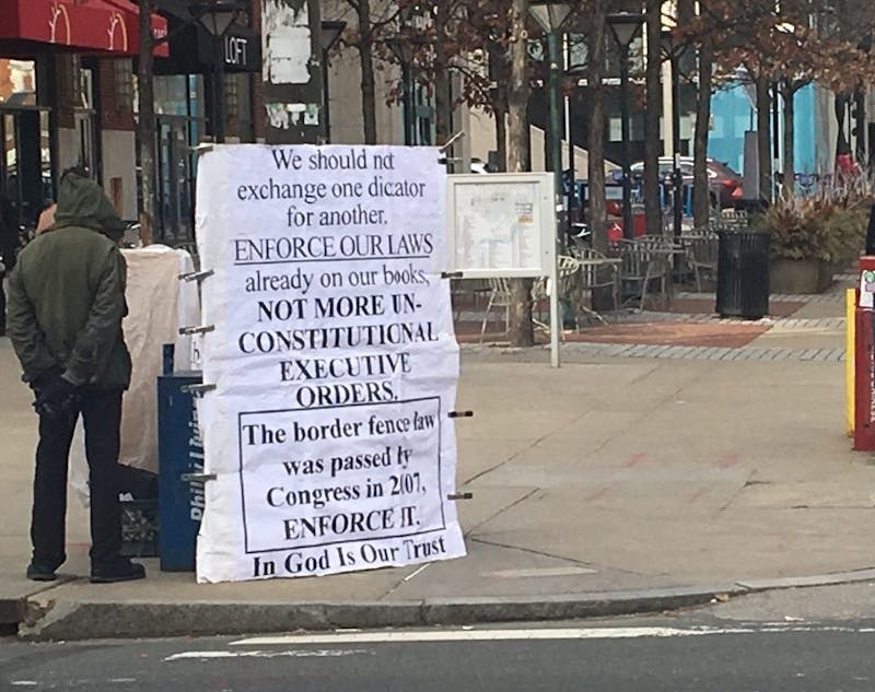 Even the Protestor Outside the Bookstore Is Mad About Trump's Orders