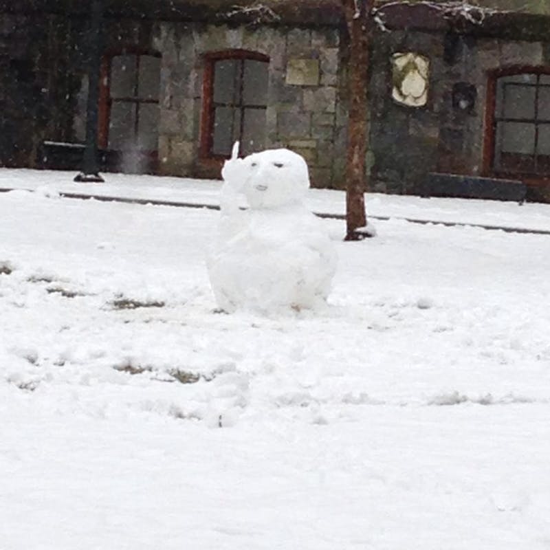 This Snowman Outside College Hall Gets Us