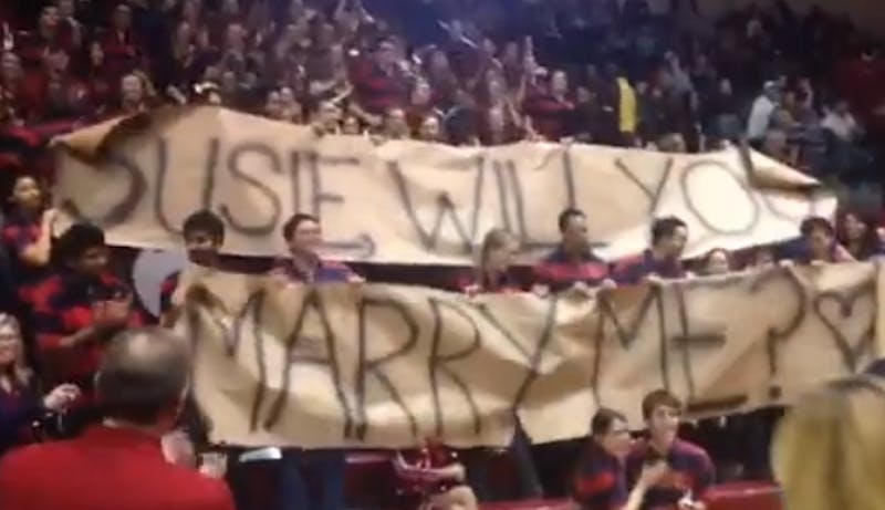 Penn Band Grad's Public Proposal At The Palestra!