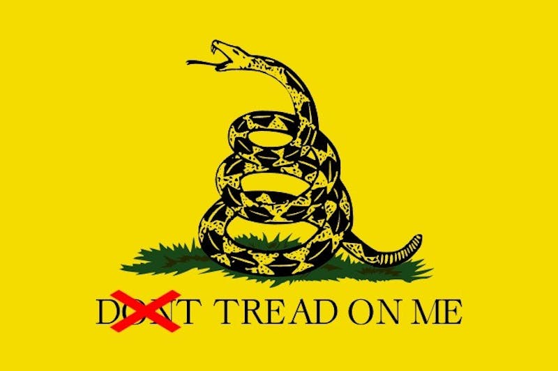 Guy With "Don’t Tread on Me" Flag Basically Begging to be Tread on