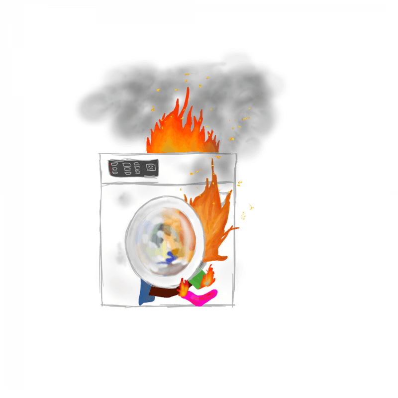 Freshman Who Has Kept Busy Workload 'Totally Under Control' Unaware that Laundry has Overflowed, Caught on Fire
