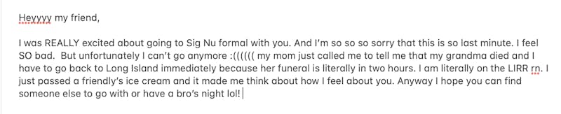 Heartwarming! My Potential Formal Date Drafts Message About Her Dead Grandma in Notes App