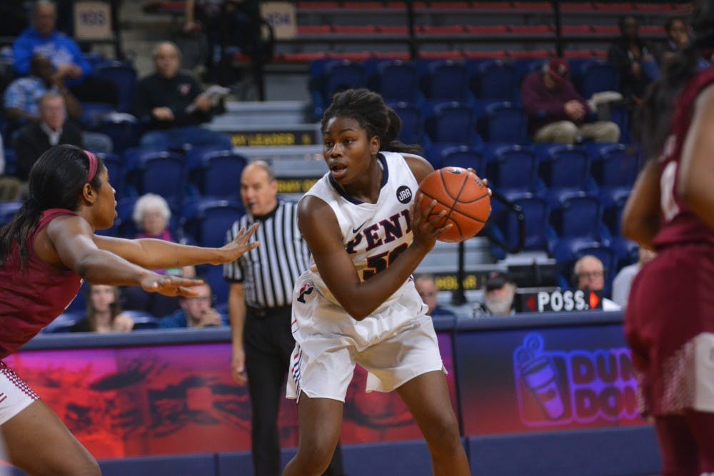 Sophomore Princess Aghayere led the Quakers with 33 points this weekend, including a career high 21 against Columbia.