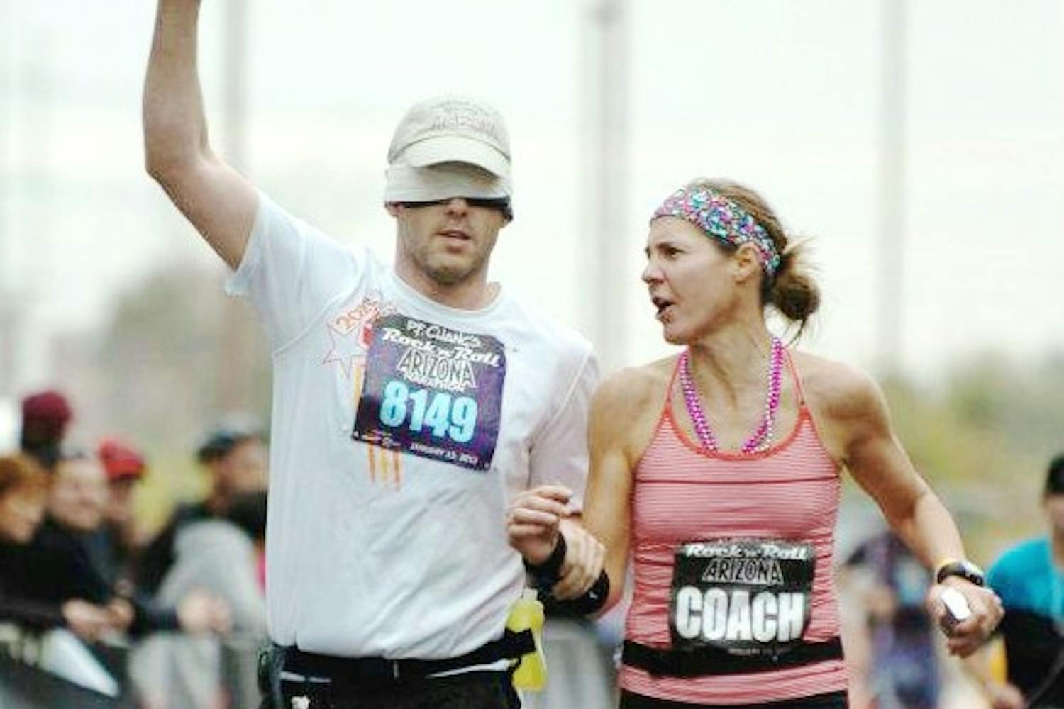 E.J. Scott finishes a marathon in Phoenix this past January. Scott is aiming to run 12 marathons in 12 months to raise funds for Choroideremia.