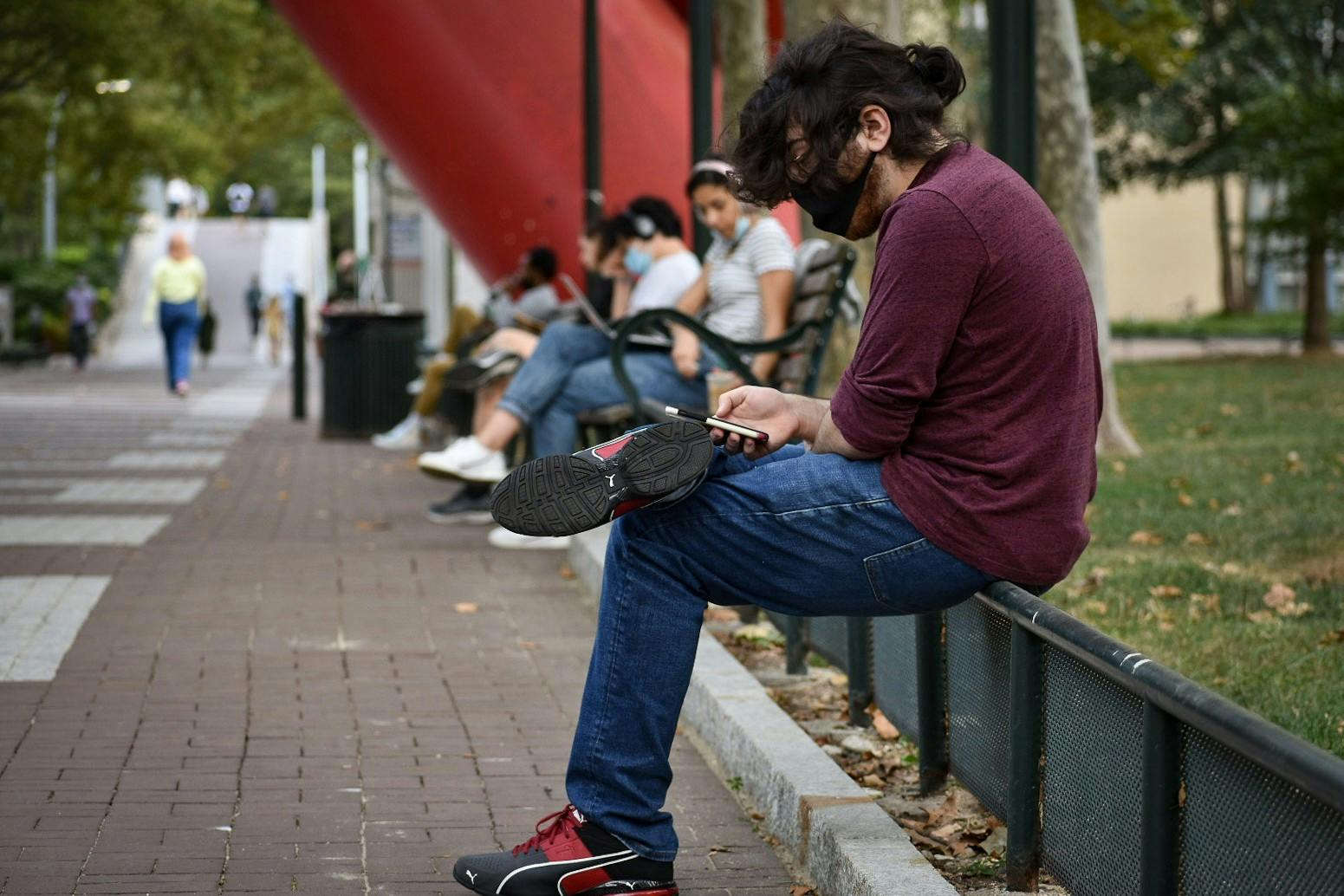 COVID-19 Coronavirus Isolation Alone Phone Locust Walk Fall.JPG