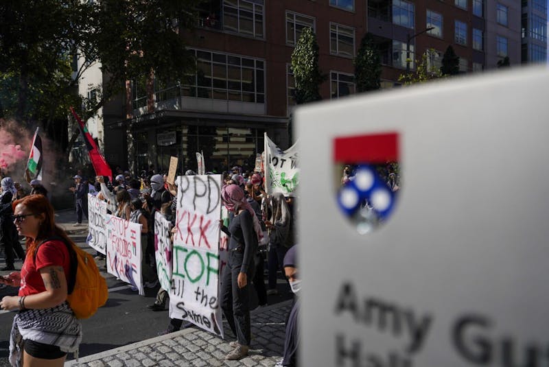 Pro-Palestinian protesters stage march near Penn&#39;s campus on one-year anniversary of Oct. 7 