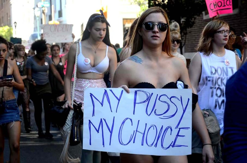 Activist gathered in the LOVE Park to march against Rape Culture