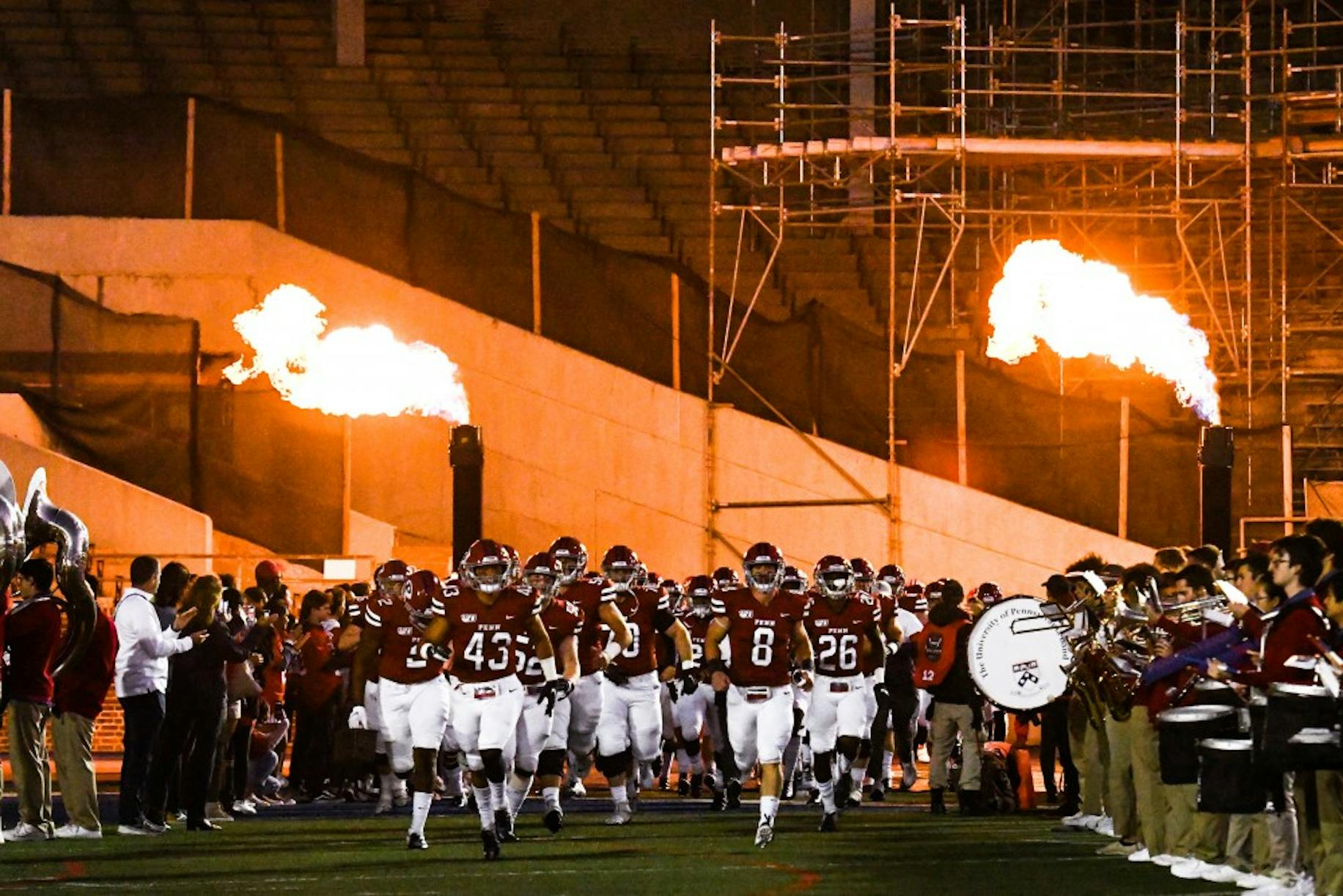 Football vs Dartmouth Team Tunnel Entrance with Fire.jpg