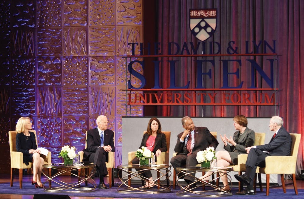 Penn students were excited to see the former Vice President speak in a panel about the future of American cancer research because of the event's content, but also because of Biden's political significance.